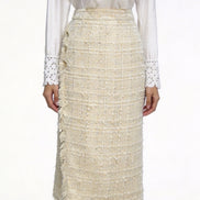 Seraphic Shimmer Tweed Midi Skirt