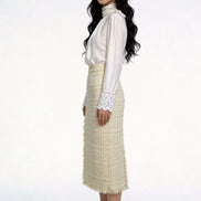 Seraphic Shimmer Tweed Midi Skirt