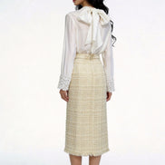 Seraphic Shimmer Tweed Midi Skirt