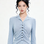 Severine Ruched Front Collared Knit