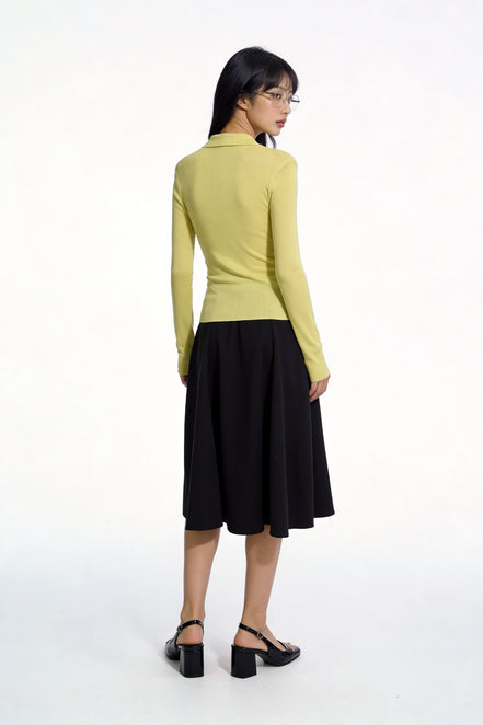 Severine Ruched Front Collared Knit