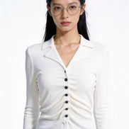 Severine Ruched Front Collared Knit