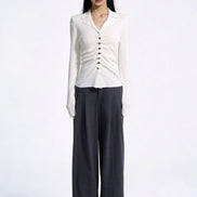 Severine Ruched Front Collared Knit
