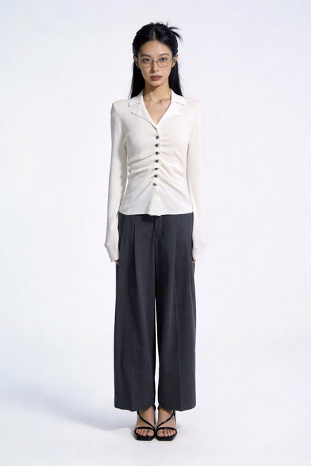 Severine Ruched Front Collared Knit