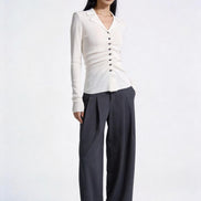 Severine Ruched Front Collared Knit