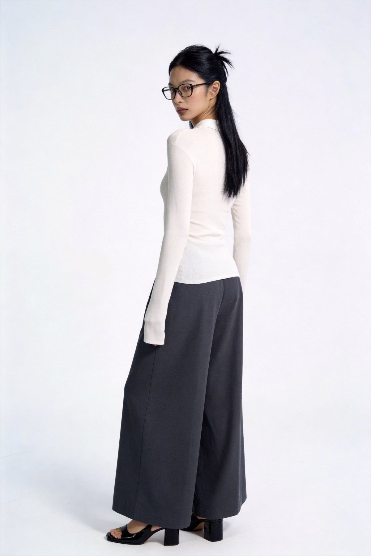 Severine Ruched Front Collared Knit
