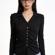 Severine Ruched Front Collared Knit