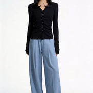 Severine Ruched Front Collared Knit