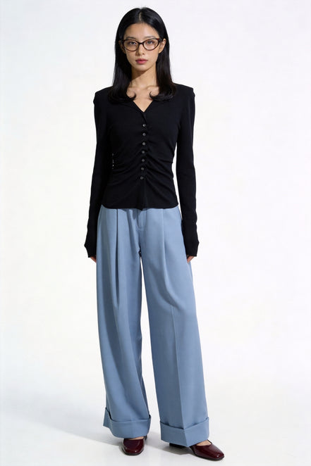 Severine Ruched Front Collared Knit