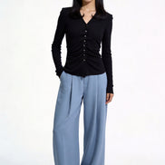 Severine Ruched Front Collared Knit