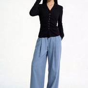 Severine Ruched Front Collared Knit