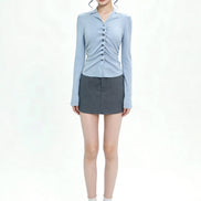Severine Ruched Front Collared Knit