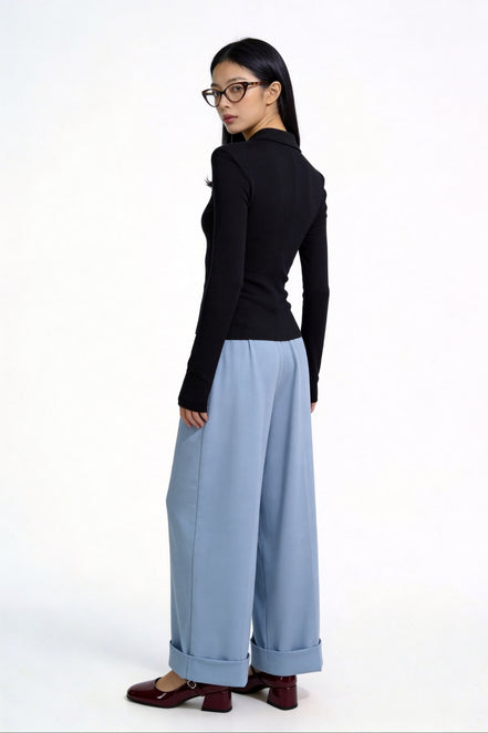 Severine Ruched Front Collared Knit