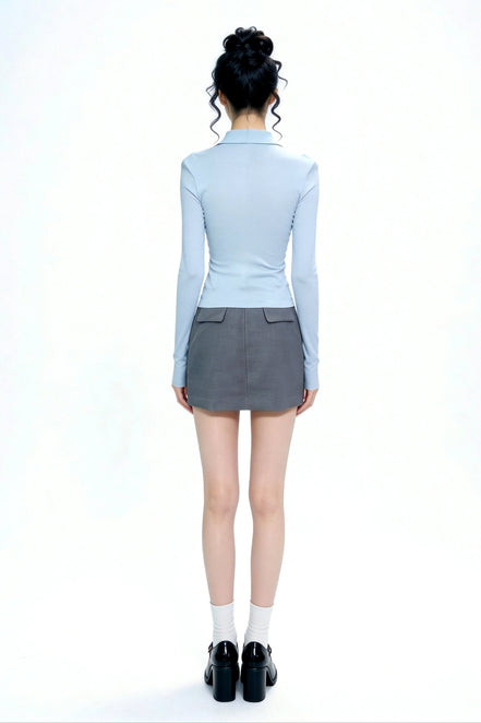 Severine Ruched Front Collared Knit