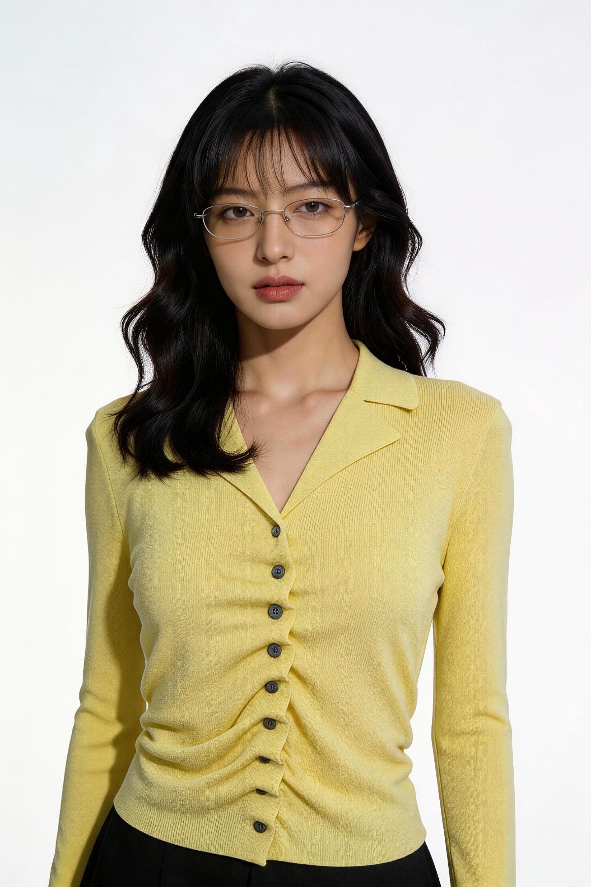 Severine Ruched Front Collared Knit
