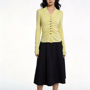 Severine Ruched Front Collared Knit