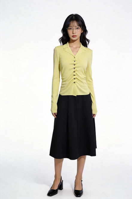 Severine Ruched Front Collared Knit