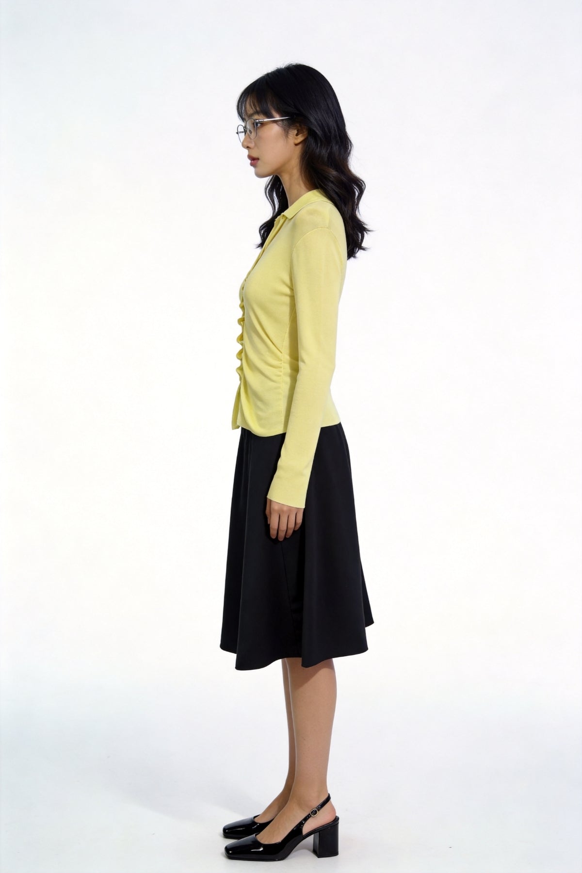 Severine Ruched Front Collared Knit