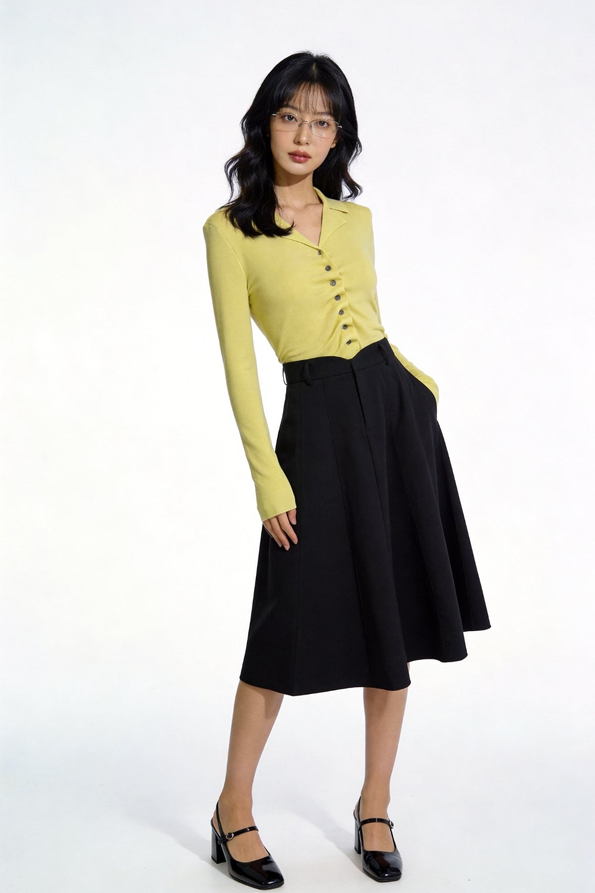 Severine Ruched Front Collared Knit