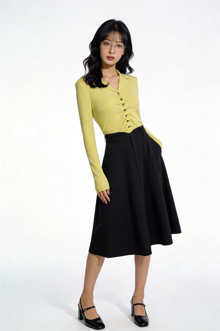 Severine Ruched Front Collared Knit