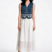 Solara Embroidered Denim Vest