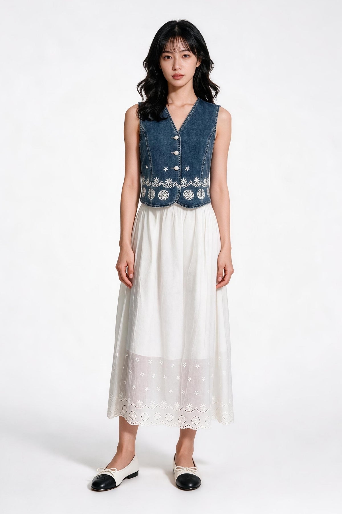 Solara Embroidered Denim Vest