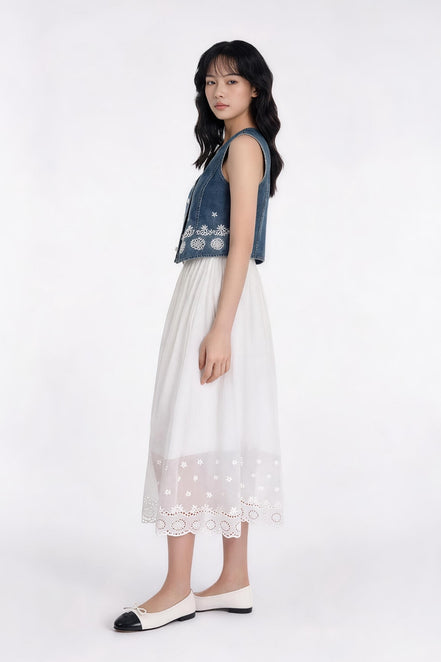 Solara Embroidered Denim Vest