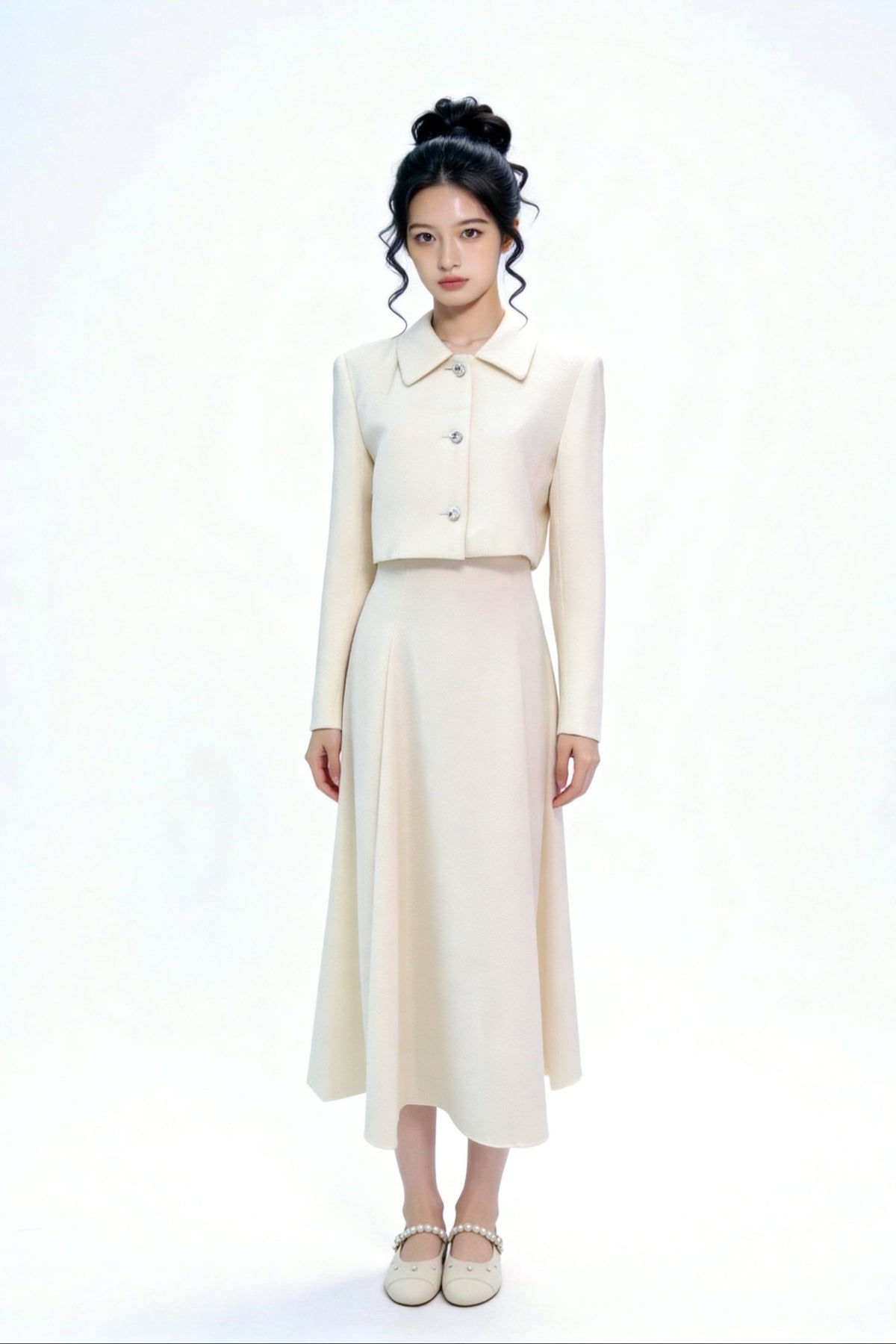 Solari High-Waist A-Line Midi Skirt