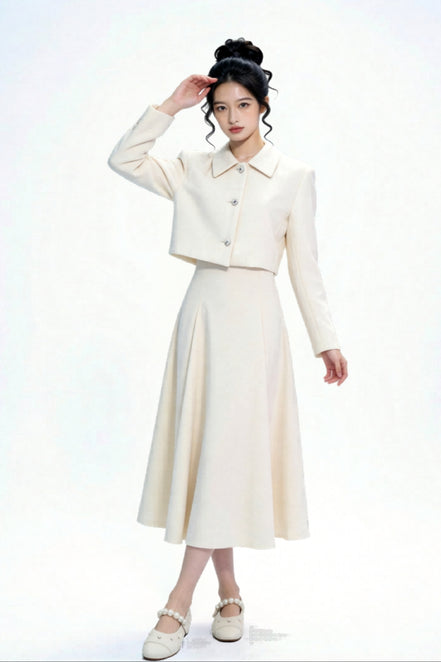 Solari High-Waist A-Line Midi Skirt