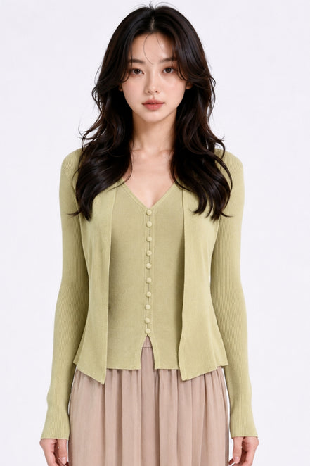 Sylvara Ribbed Knit Cardigan Set
