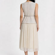Thallo Belted Utility Mixed-Media Maxi Dress