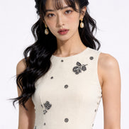 Theolina Crystal Floral Mini Dress