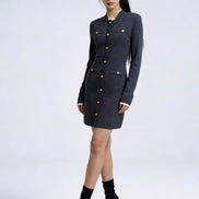 Vaelen Contrast-Trim Knit Midi Dress
