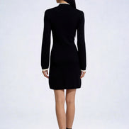 Vaelen Contrast-Trim Knit Midi Dress