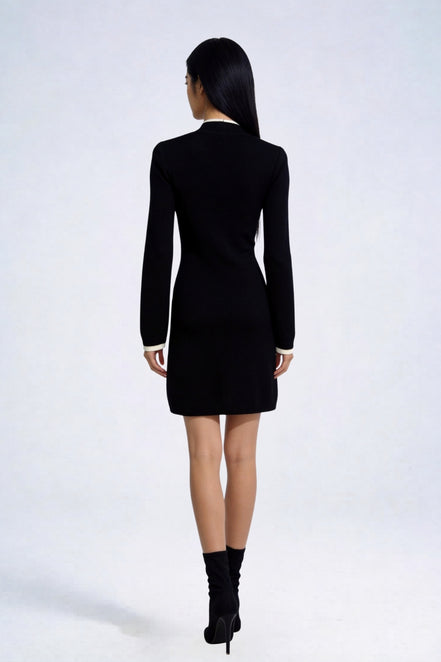 Vaelen Contrast-Trim Knit Midi Dress