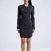 Vaelen Contrast-Trim Knit Midi Dress
