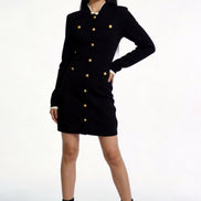 Vaelen Contrast-Trim Knit Midi Dress