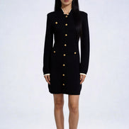 Vaelen Contrast-Trim Knit Midi Dress