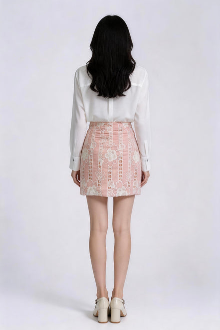 Velmira Embroidered Lace Skirt