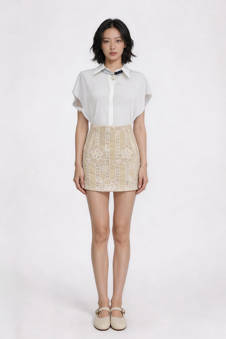 Velmira Embroidered Lace Skirt