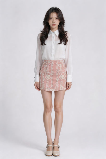 Velmira Embroidered Lace Skirt