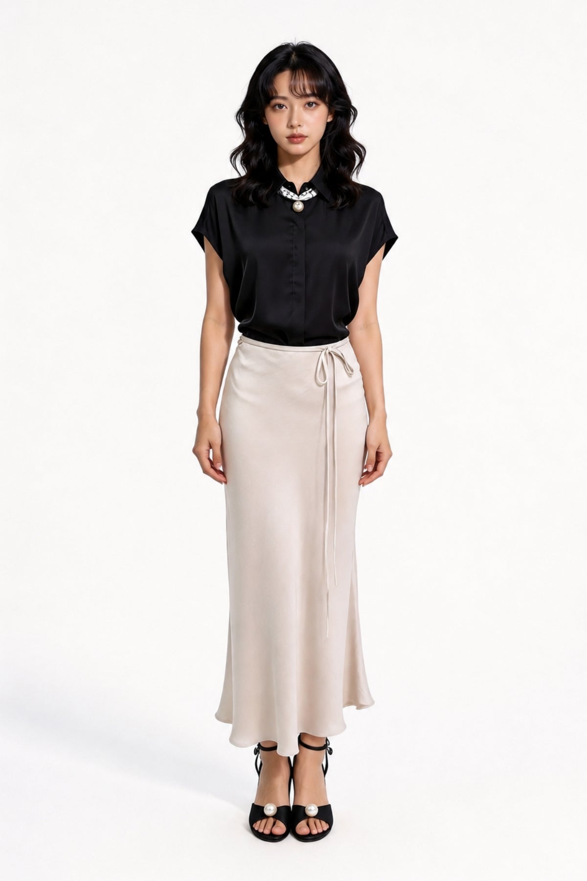 Viaa High-Waist Flowing Maxi Skirt