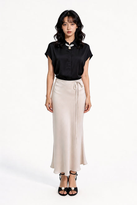 Viaa High-Waist Flowing Maxi Skirt