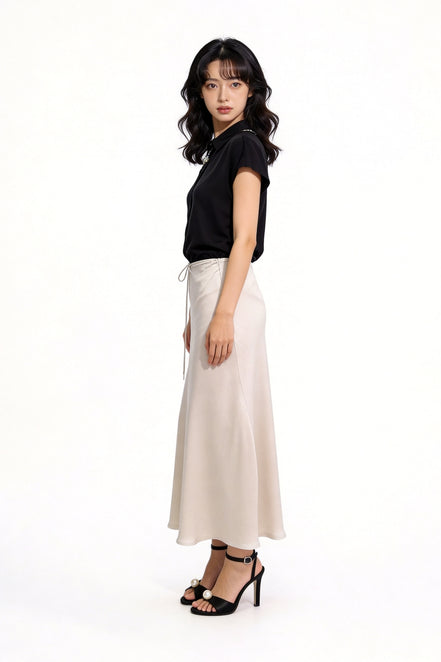 Viaa High-Waist Flowing Maxi Skirt