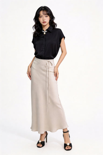 Viaa High-Waist Flowing Maxi Skirt