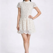 Vionnet Belted Embroidered Lace Dress