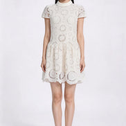 Vionnet Belted Embroidered Lace Dress