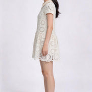 Vionnet Belted Embroidered Lace Dress