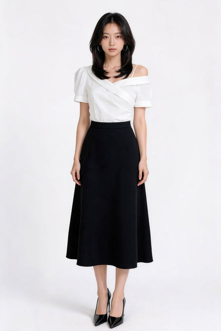 Virethea Fluid A-Line Midi Skirt