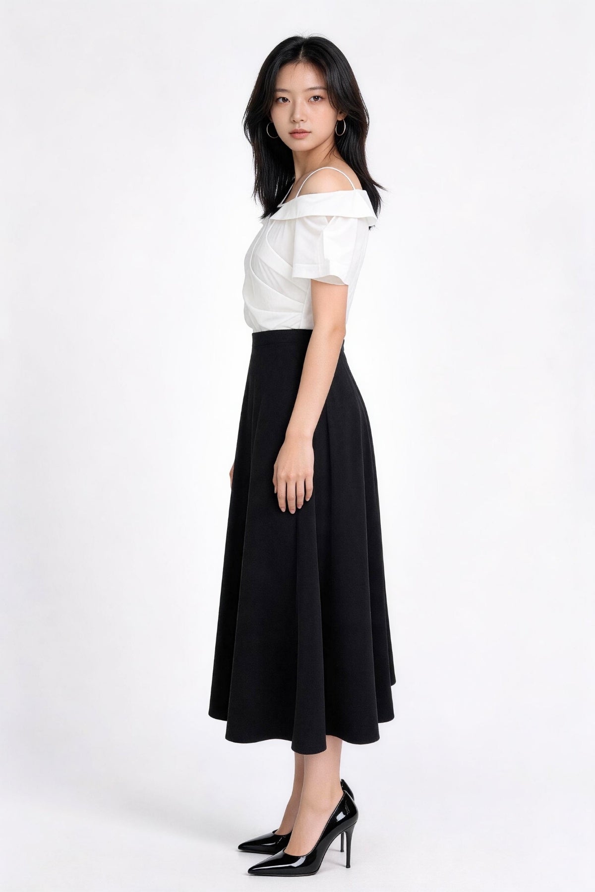 Virethea Fluid A-Line Midi Skirt